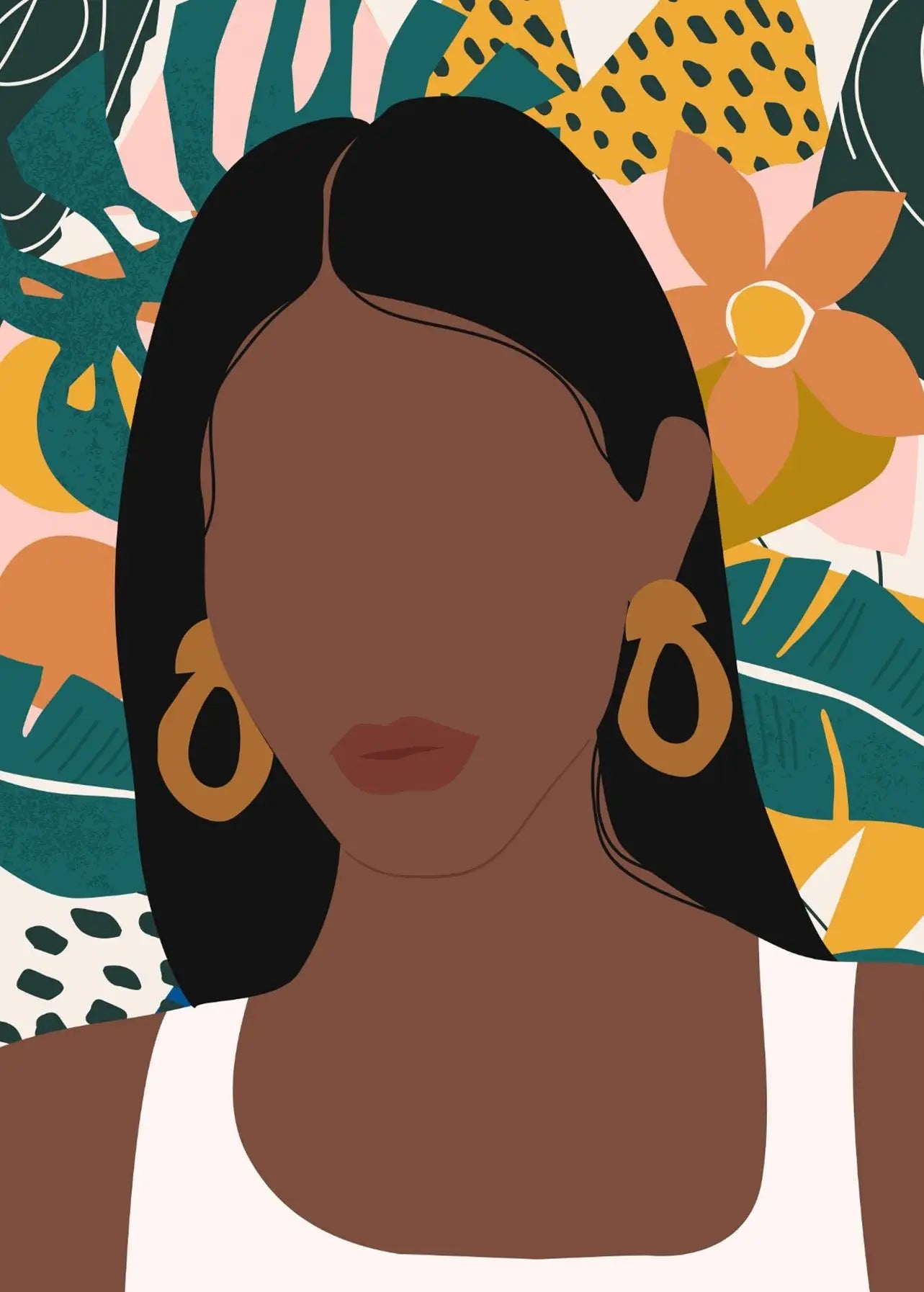 "Boho Minimalist Black Woman Art"