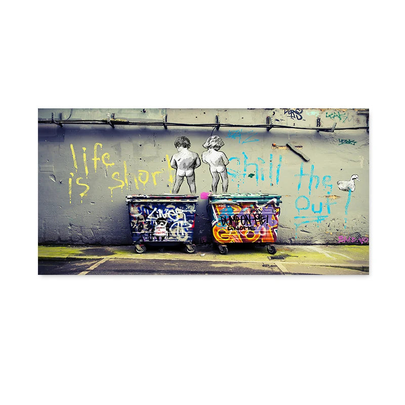 "Playful Banksy Kids Canvas Art"