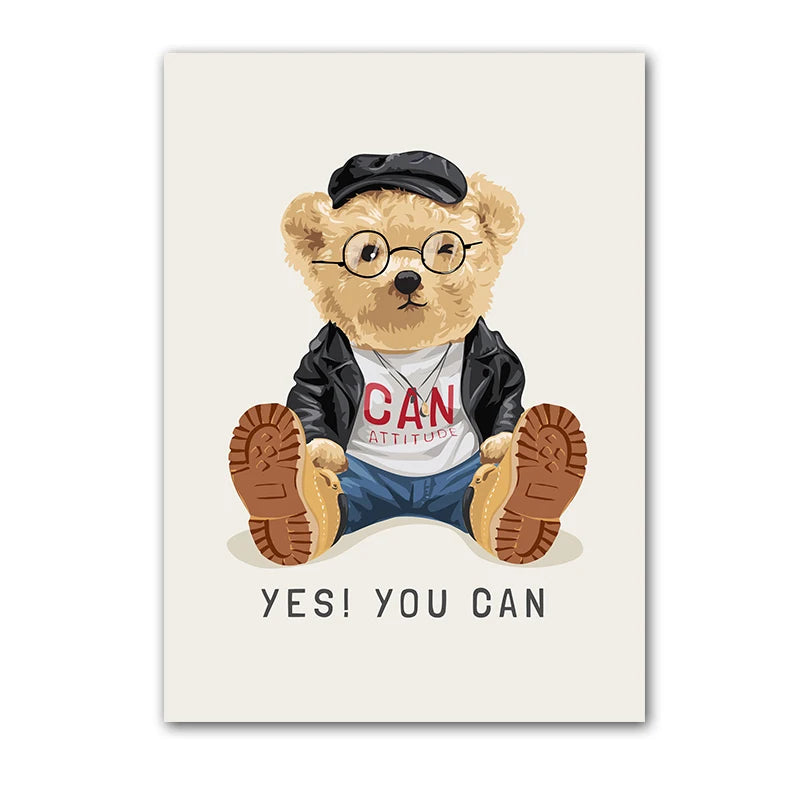 "Whimsical Bear Skateboard Wall Art"