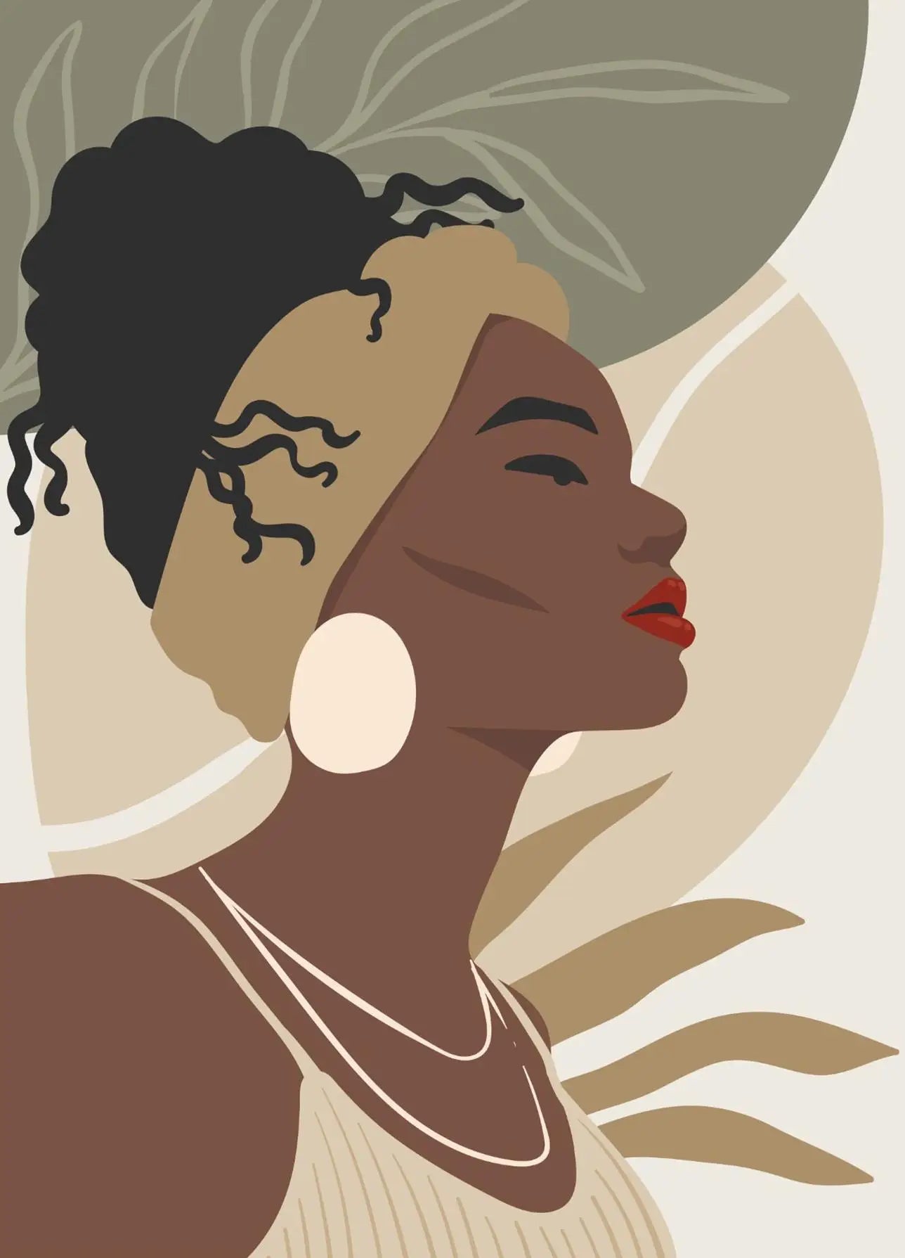 "Boho Minimalist Black Woman Art"