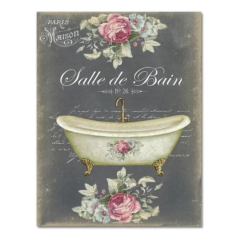 Vintage French Bathtub Wall Art