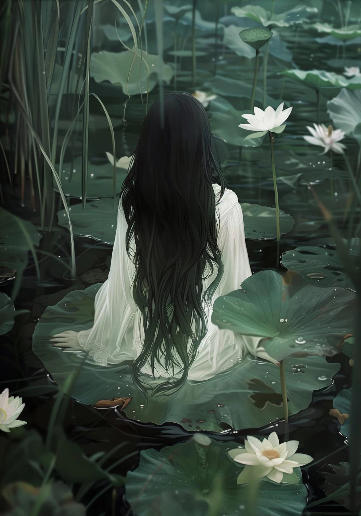 "Dark Woman Bathroom Plant Art"