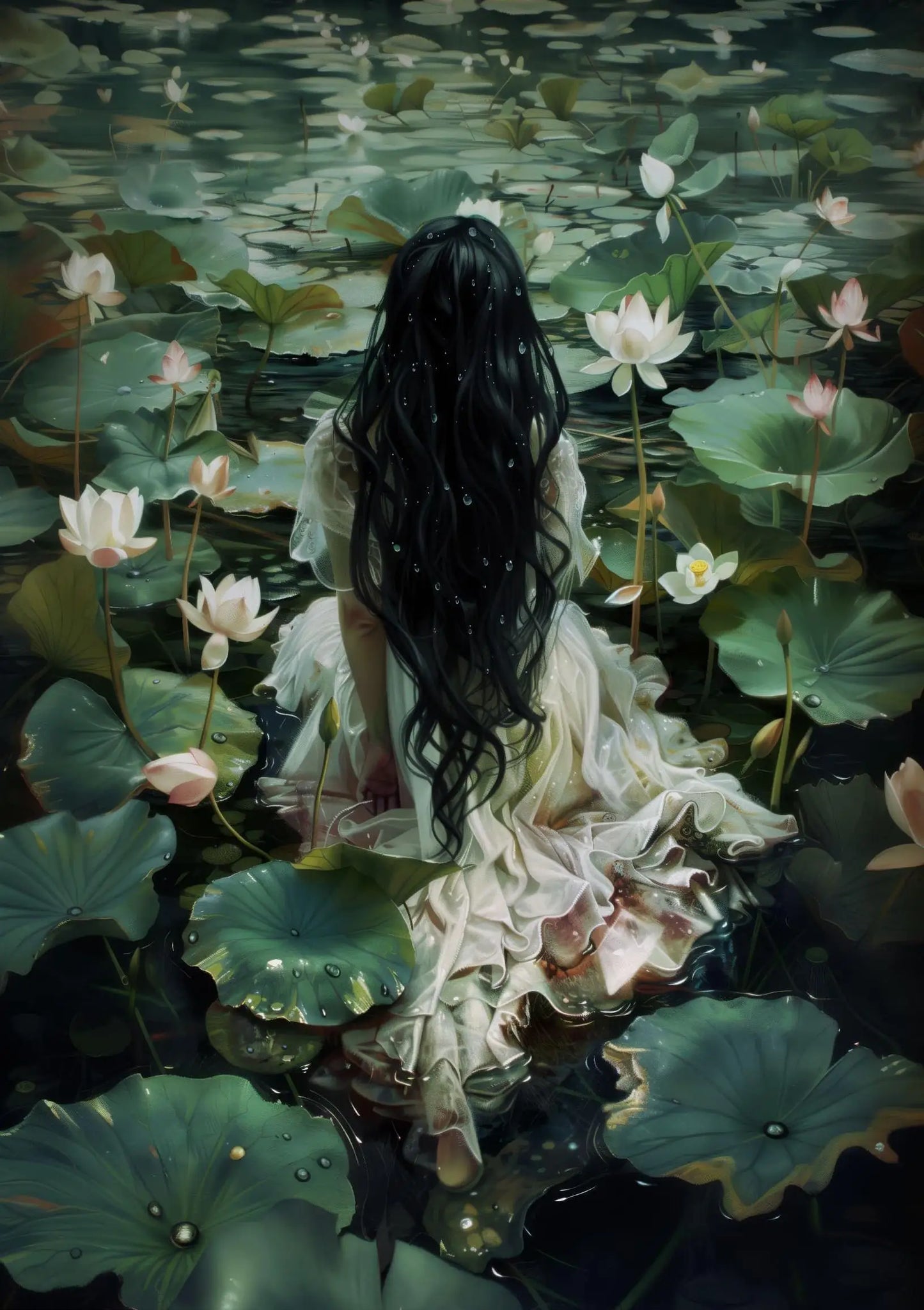 "Dark Woman Bathroom Plant Art"
