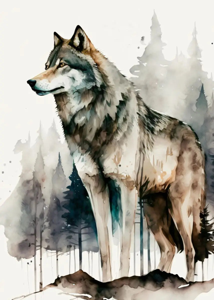 "Stunning Black Wolf Canvas Art"