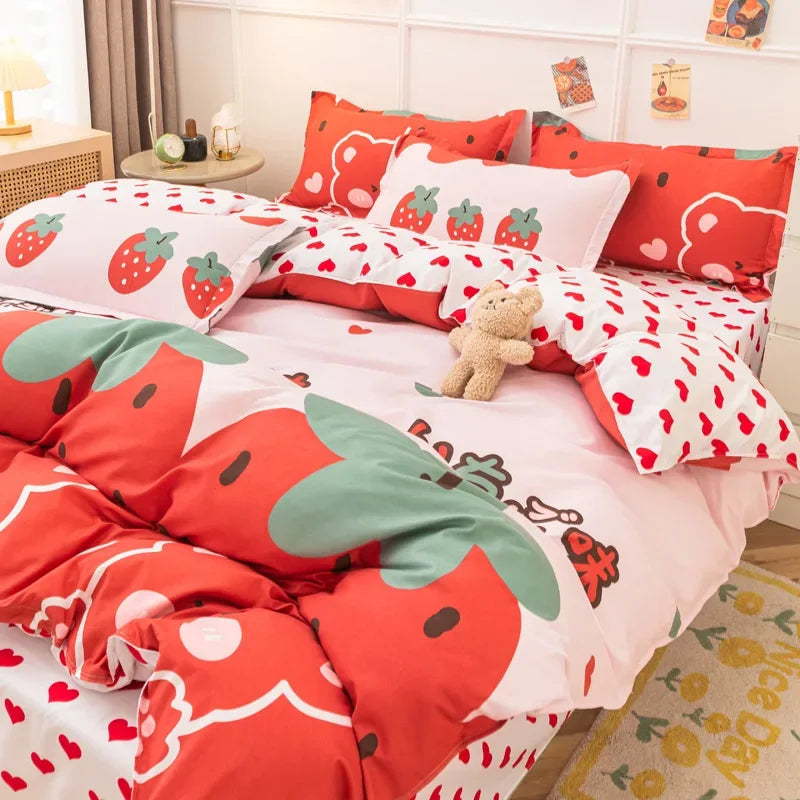 Strawberry Soft Bedding Set - Queen/King - The Charming Comfort