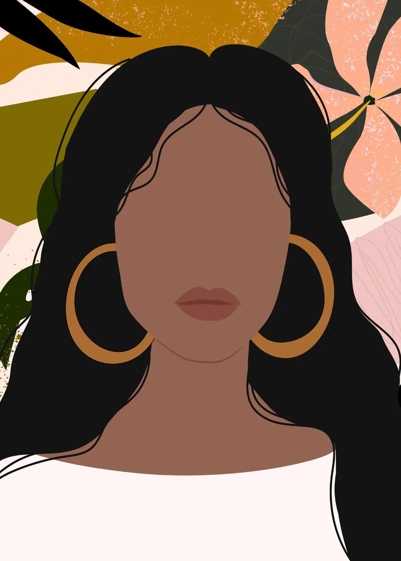 "Boho Minimalist Black Woman Art"