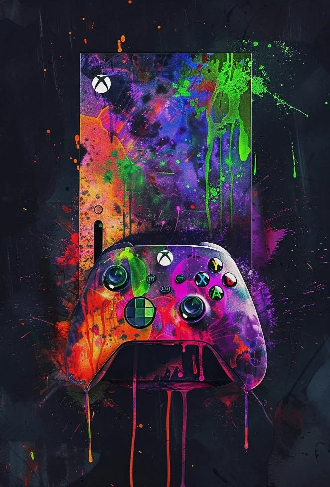Neon Watercolor Gaming Wall Art