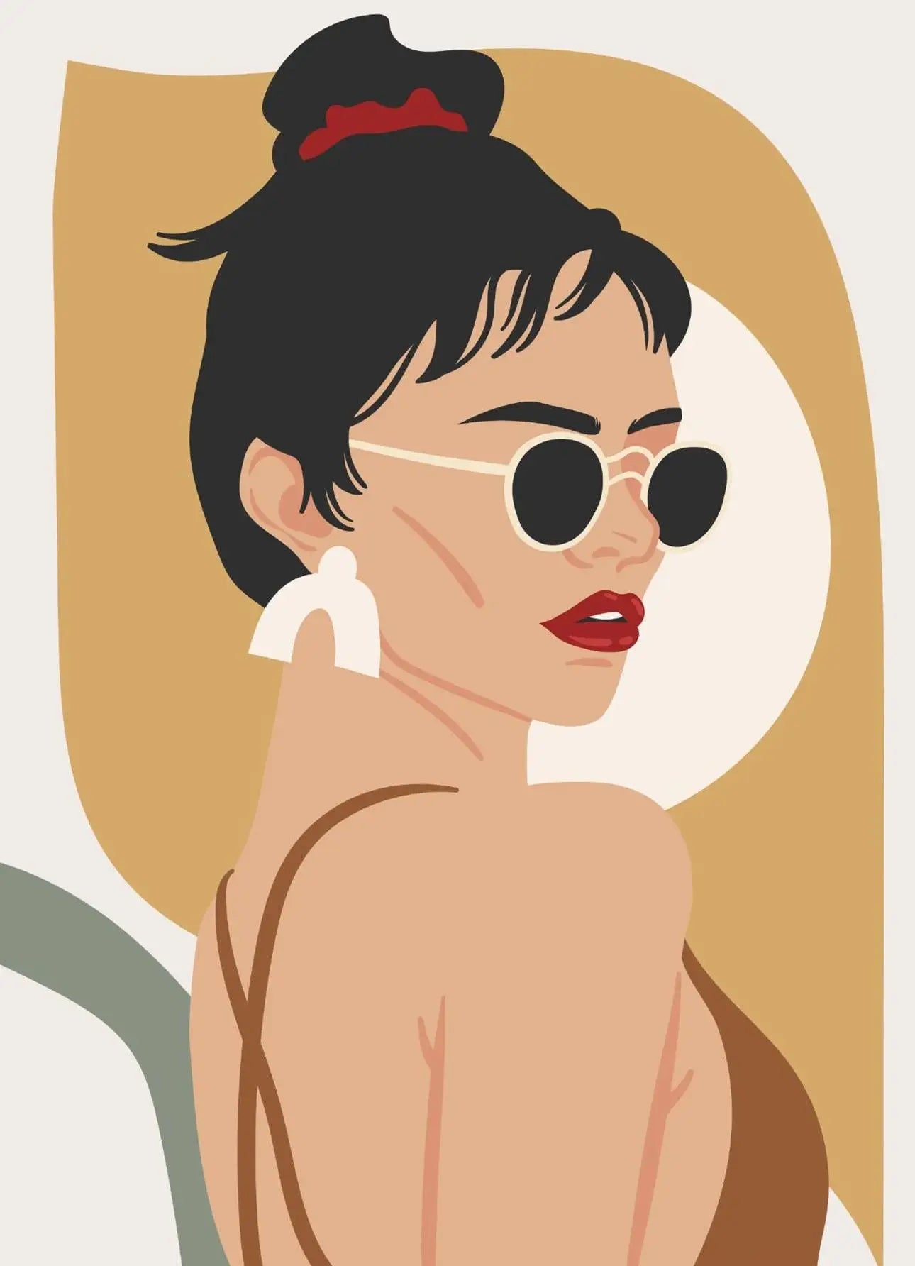"Boho Minimalist Black Woman Art"