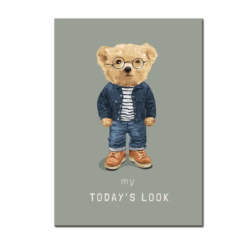 "Whimsical Bear Skateboard Wall Art"