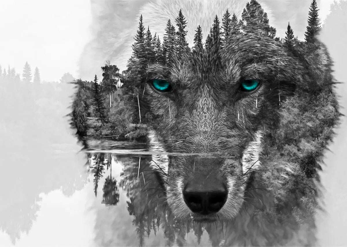 "Stunning Black Wolf Canvas Art"