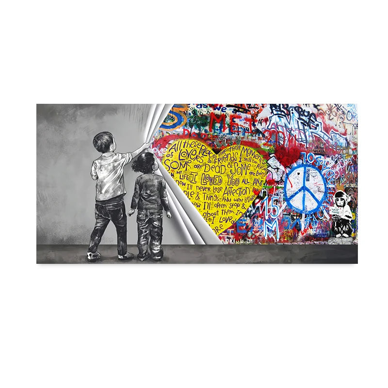 "Playful Banksy Kids Canvas Art"