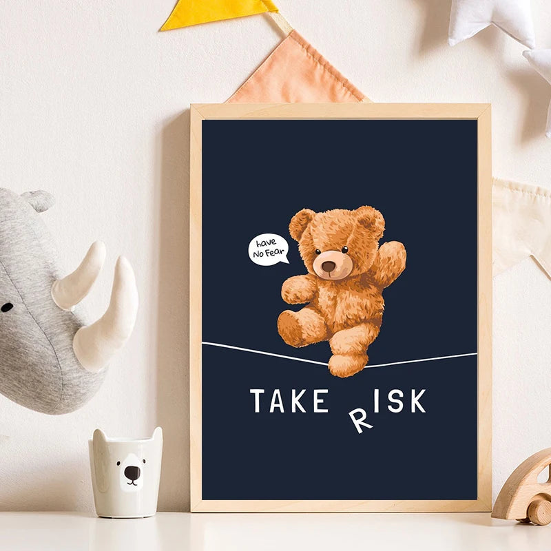 "Whimsical Bear Skateboard Wall Art"