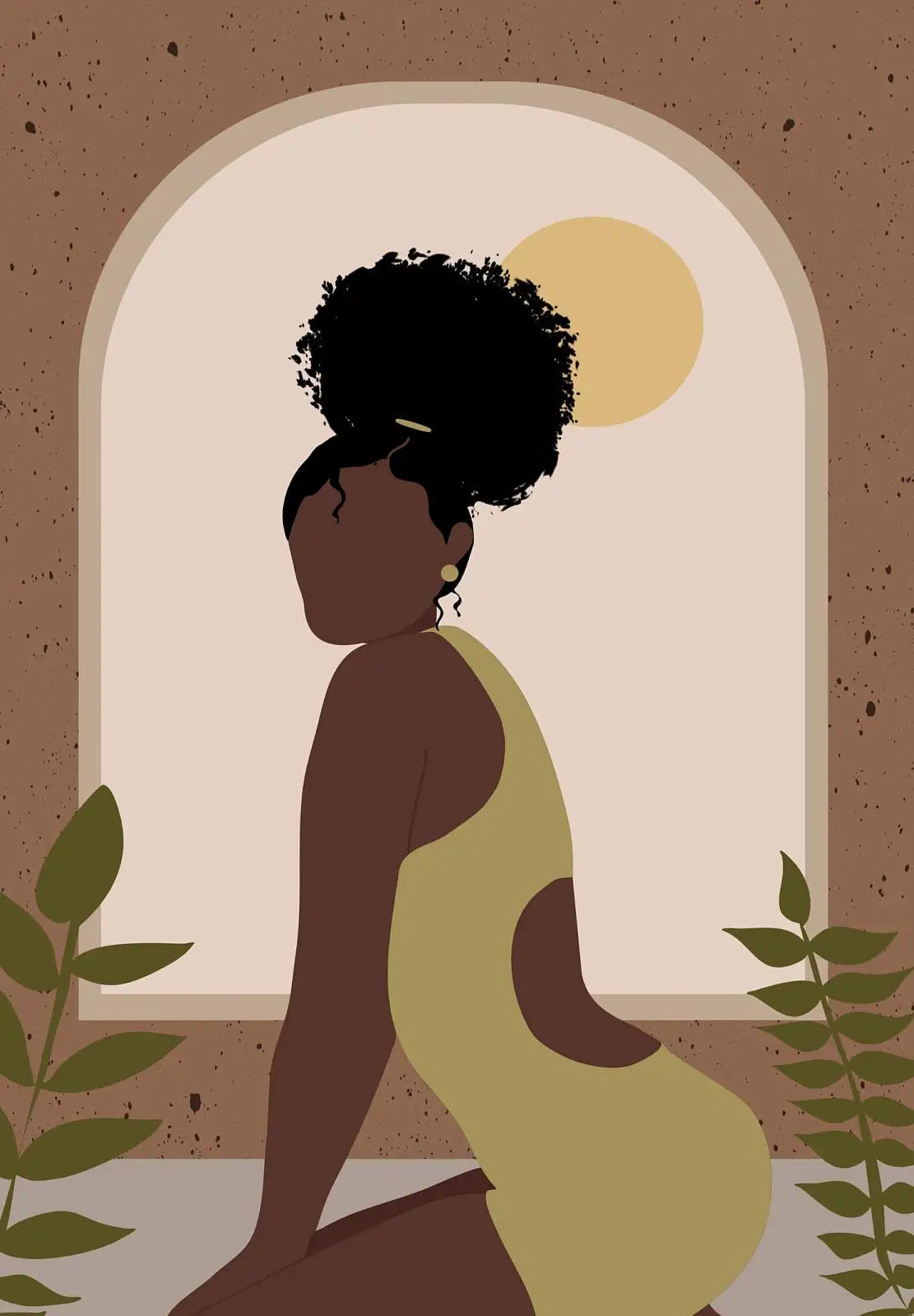 "Boho Minimalist Black Woman Art"