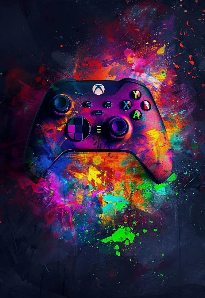 Neon Watercolor Gaming Wall Art
