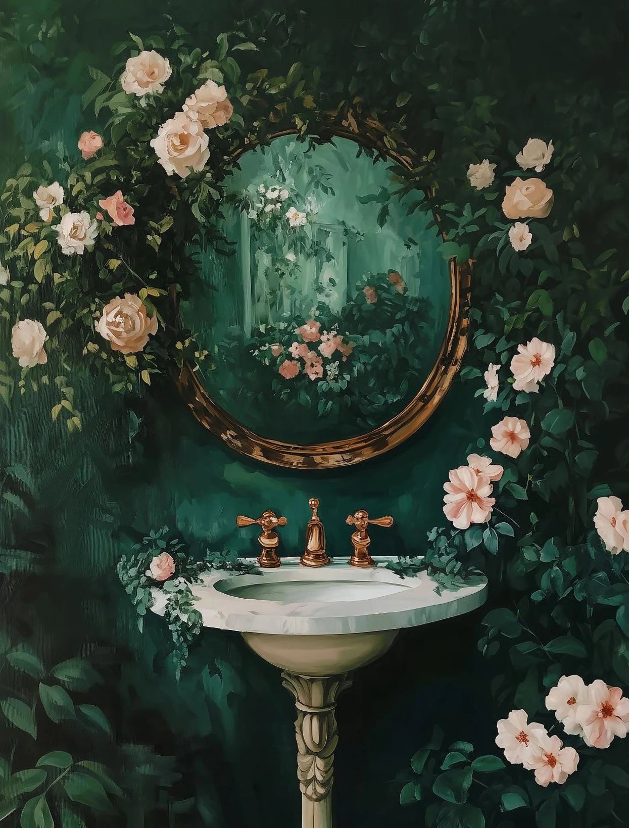 "Dark Woman Bathroom Plant Art"