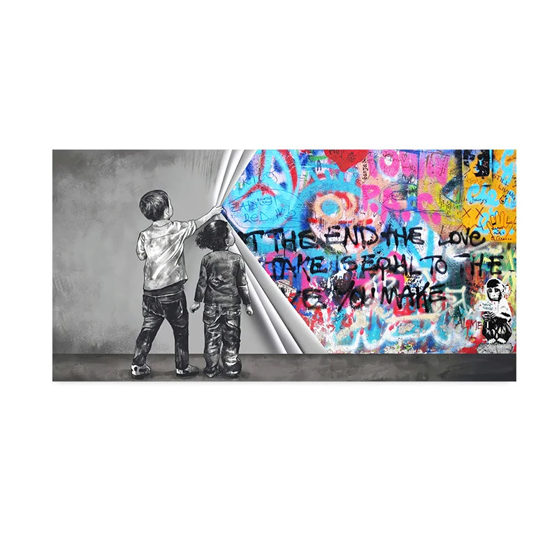 "Playful Banksy Kids Canvas Art"