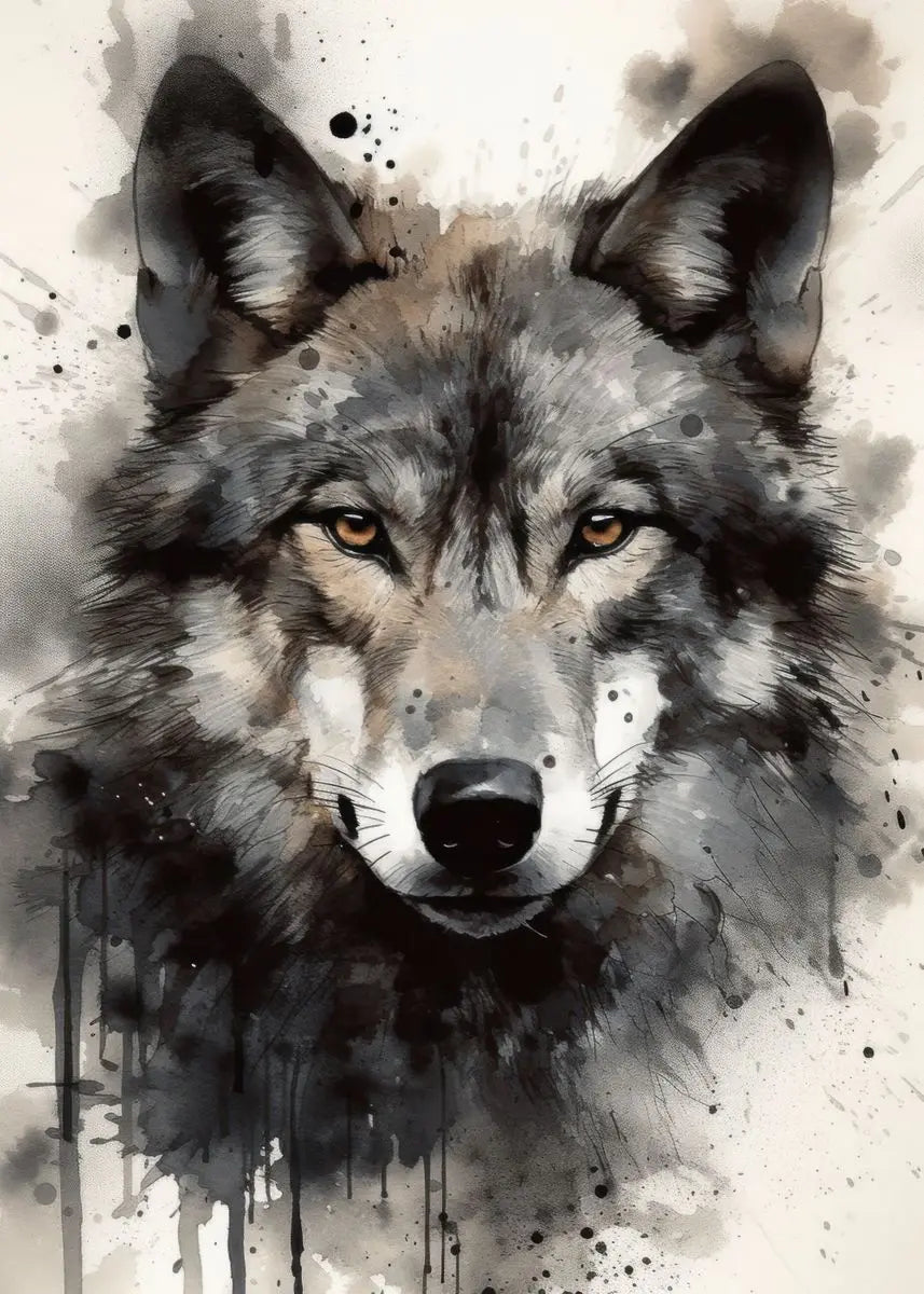 "Stunning Black Wolf Canvas Art"