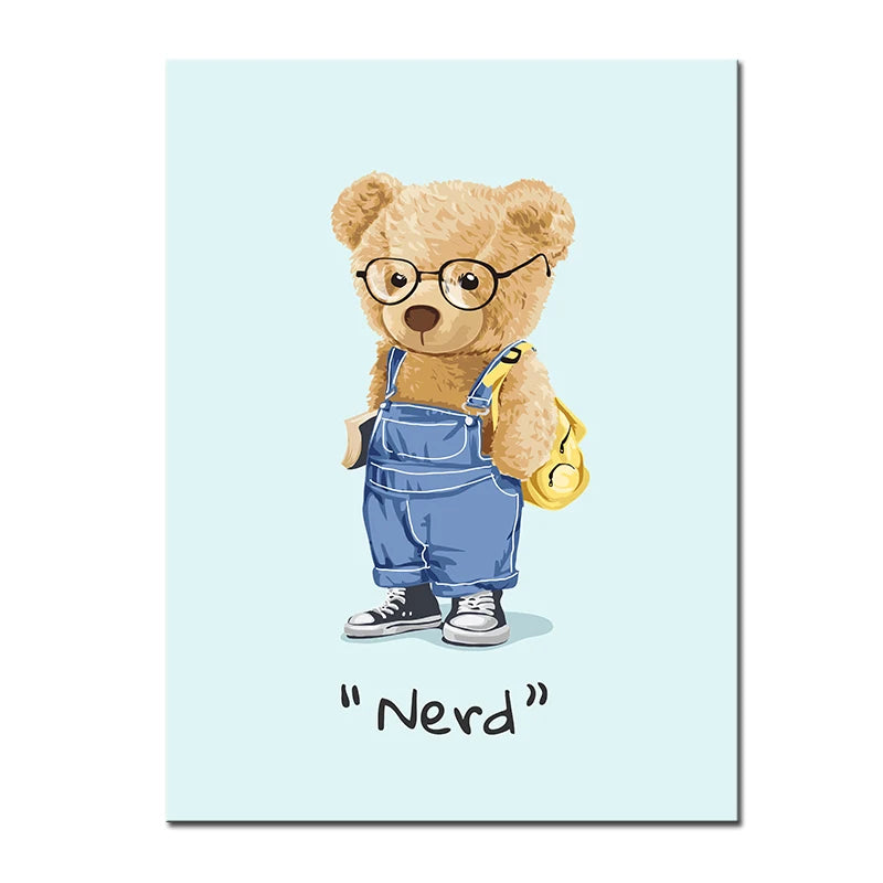"Whimsical Bear Skateboard Wall Art"