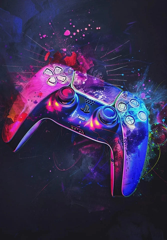 Neon Watercolor Gaming Wall Art