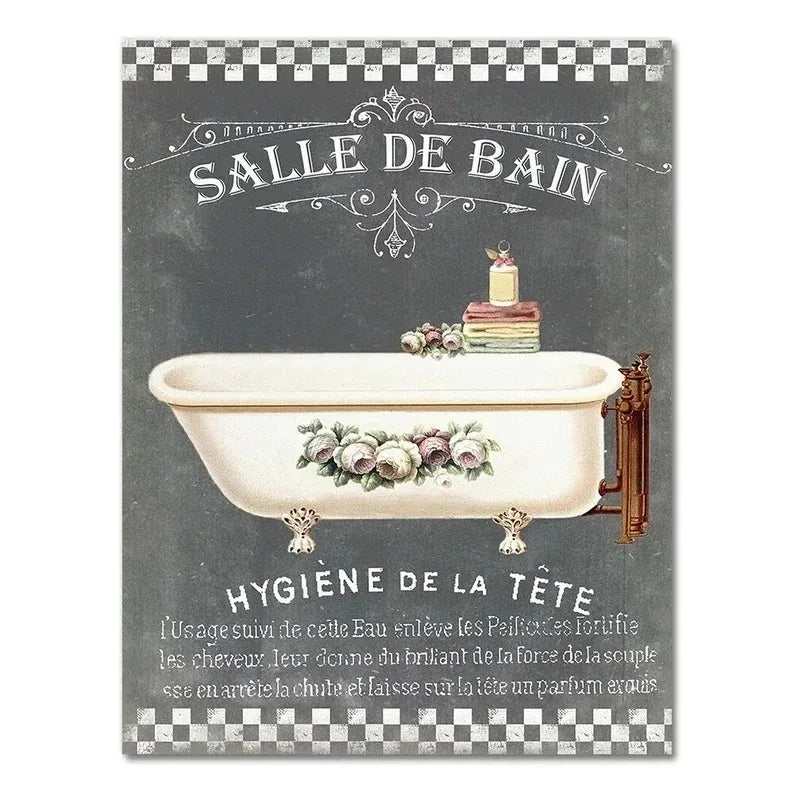 Vintage French Bathtub Wall Art