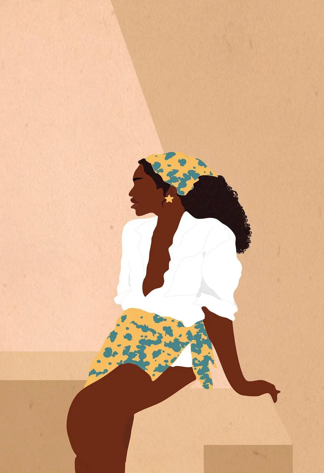 "Boho Minimalist Black Woman Art"