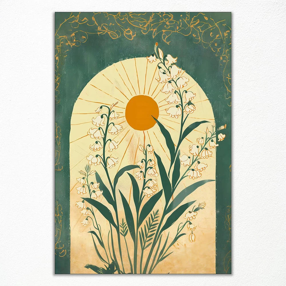 Boho Emerald Green Flower Art
