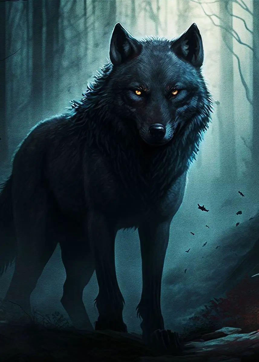 "Stunning Black Wolf Canvas Art"