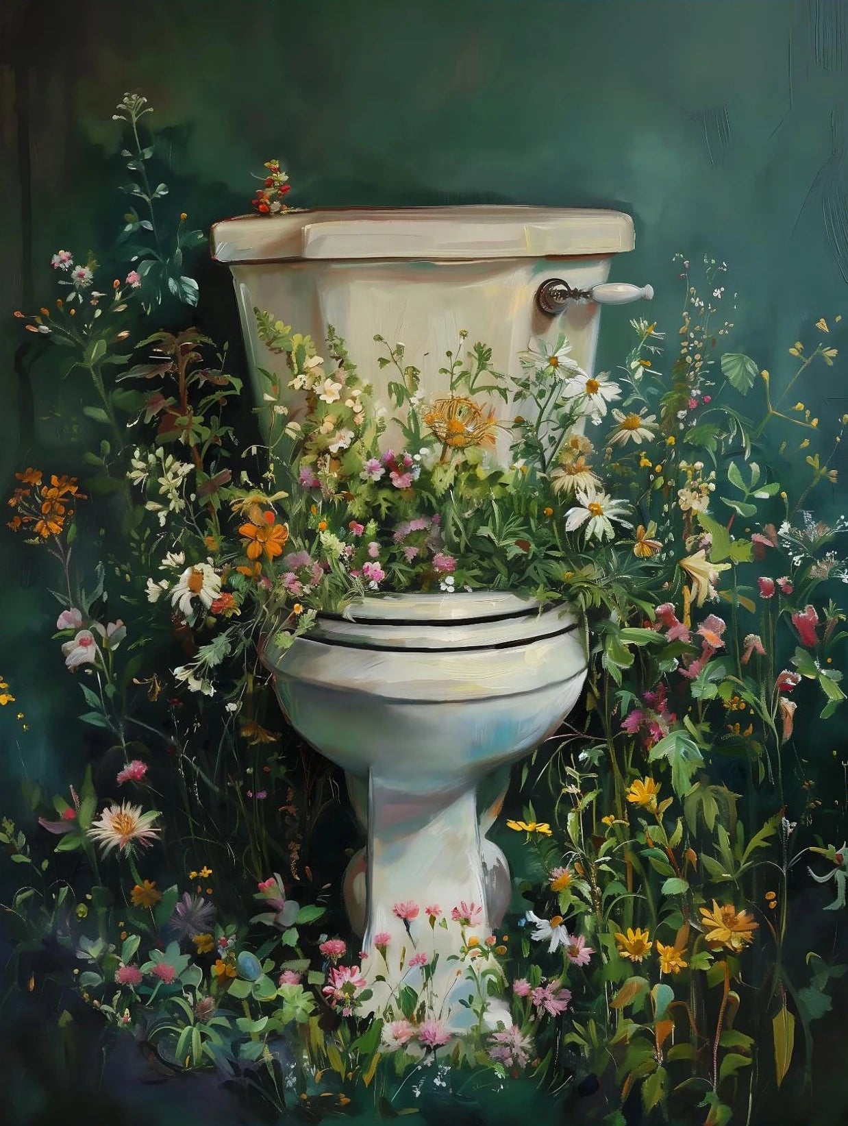 "Dark Woman Bathroom Plant Art"