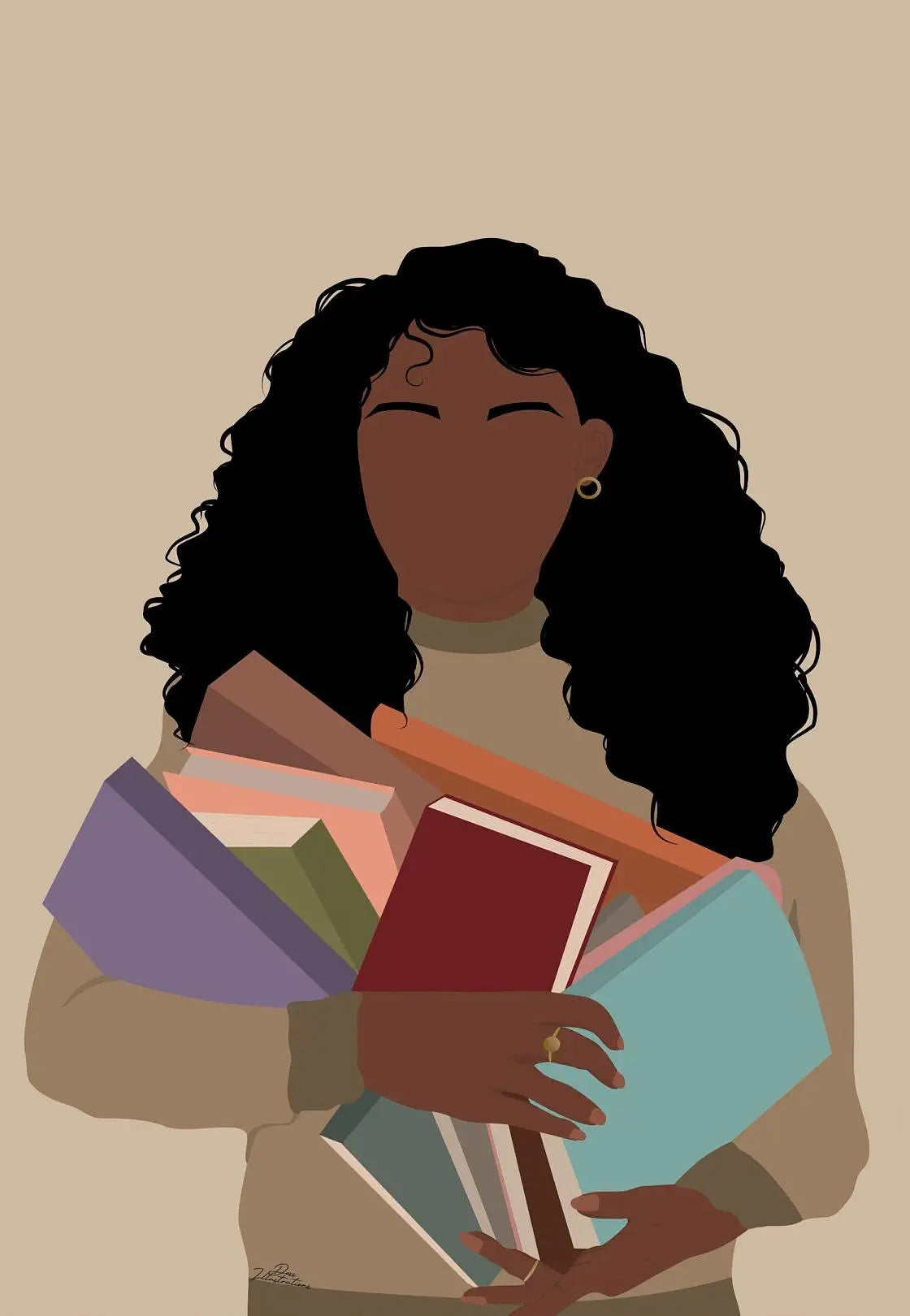 "Boho Minimalist Black Woman Art"