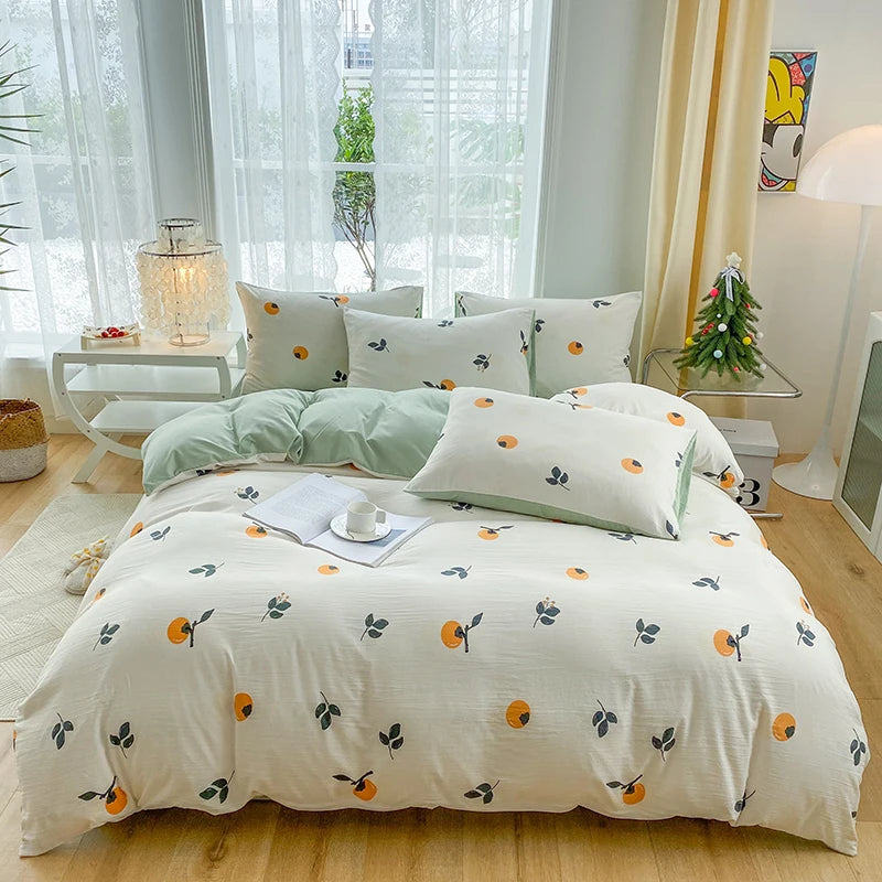 "Cartoon Heart Floral Bedding Set" - The Charming Comfort
