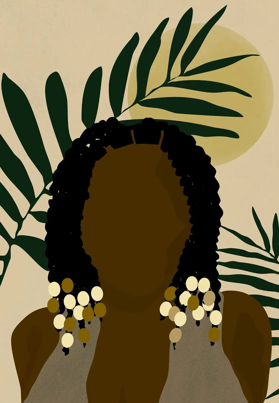 "Boho Minimalist Black Woman Art"