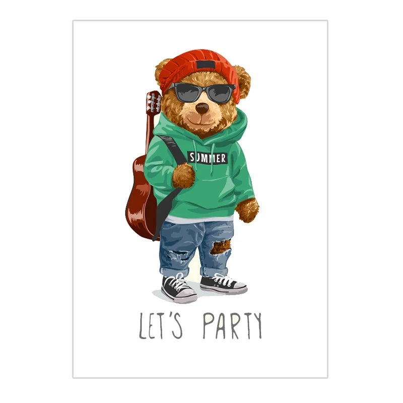 "Whimsical Bear Skateboard Wall Art"