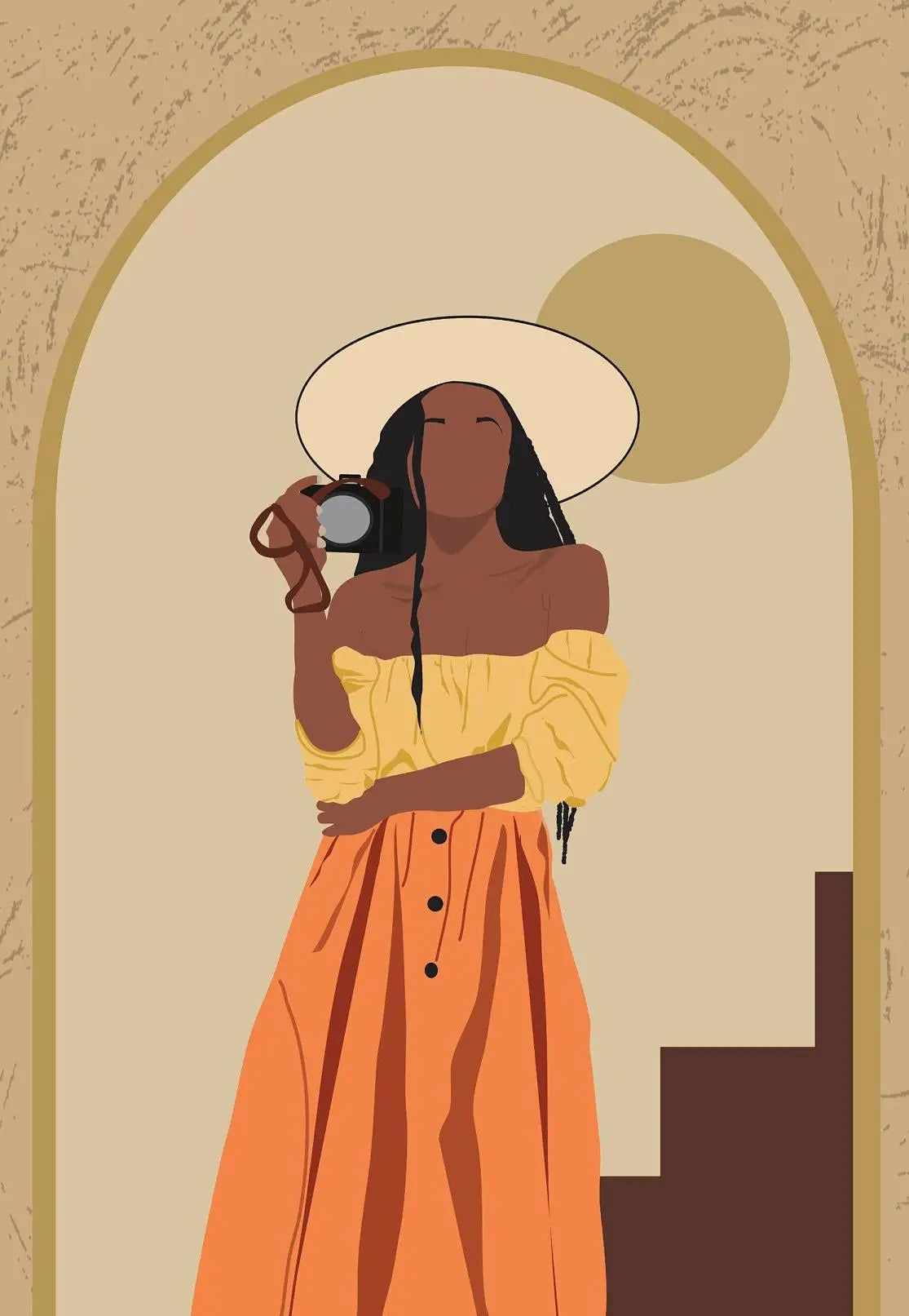 "Boho Minimalist Black Woman Art"