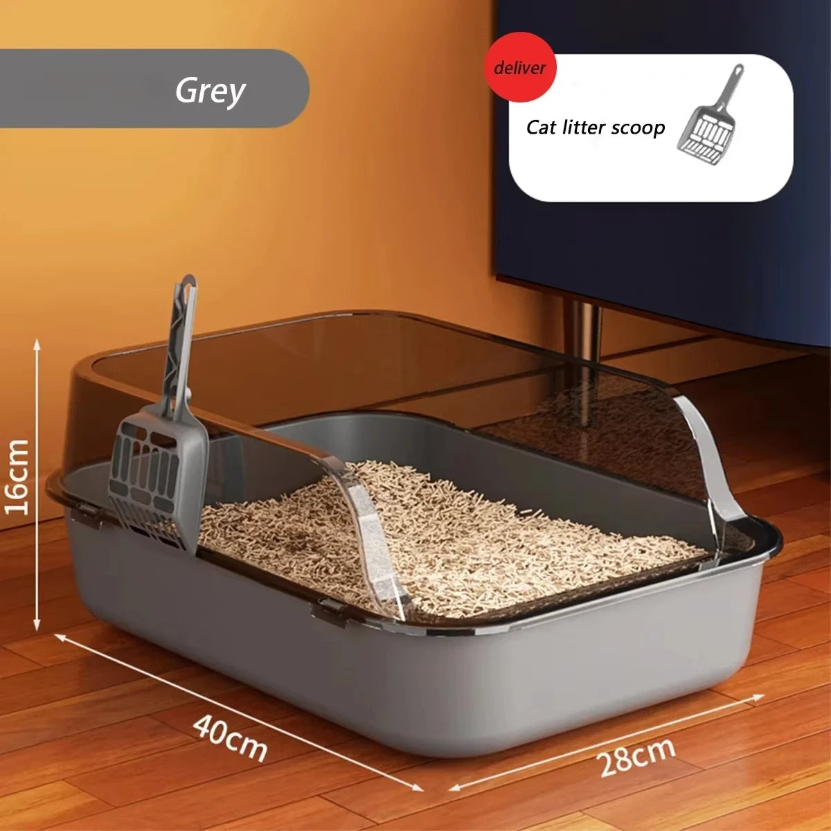 Semi-Closed Splashproof Cat Litter Box - The Charming Comfort