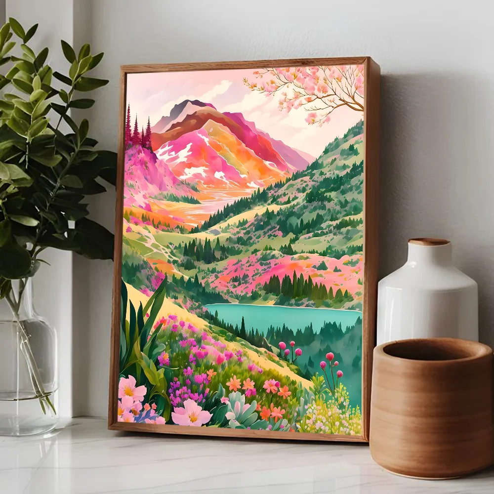 "Colorful Mountain Lake Art Print"