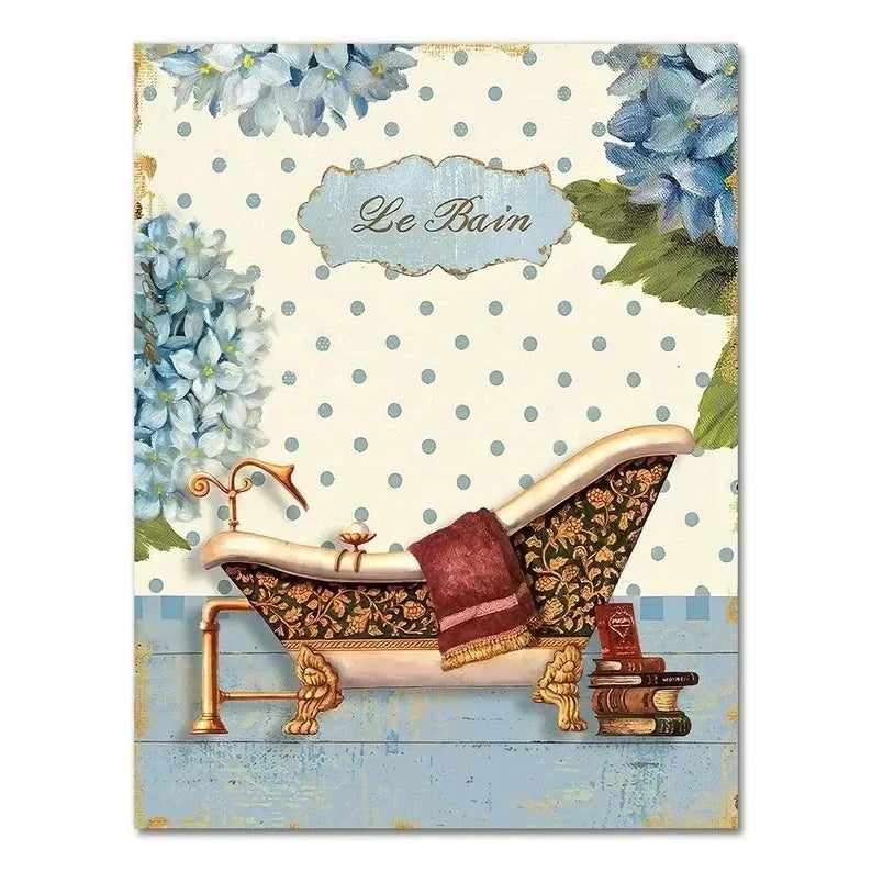 Vintage French Bathtub Wall Art