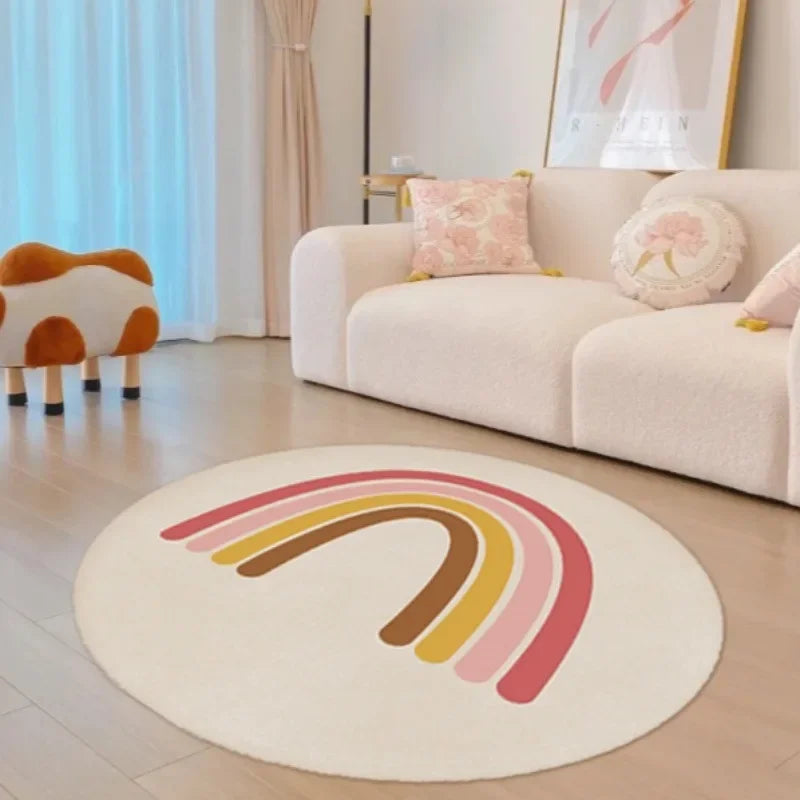 "Soft White Fluffy Round Rug" - The Charming Comfort