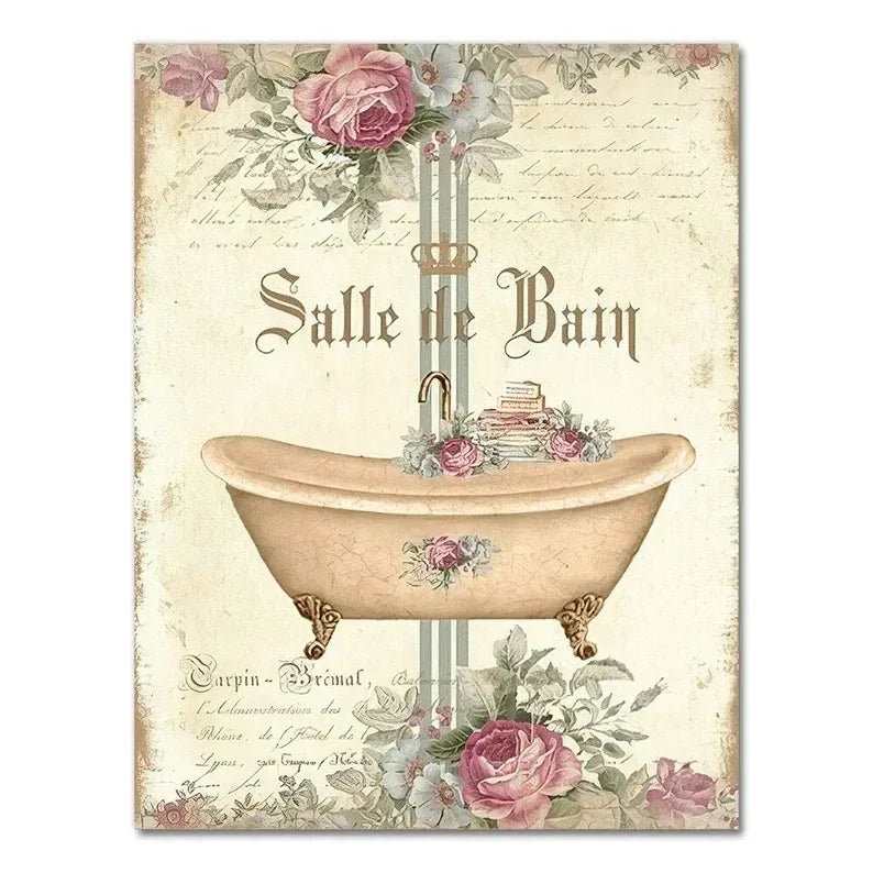 Vintage French Bathtub Wall Art
