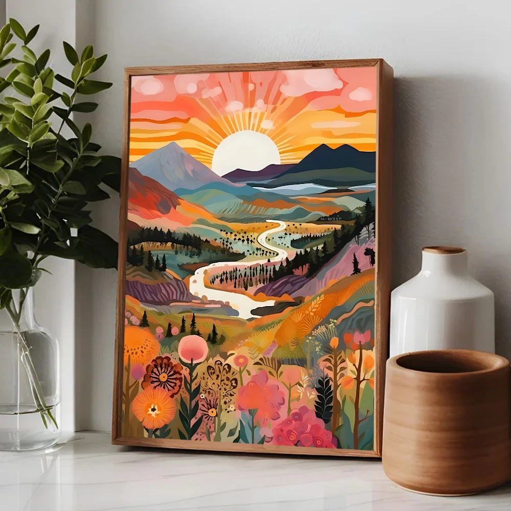 "Colorful Mountain Lake Art Print"