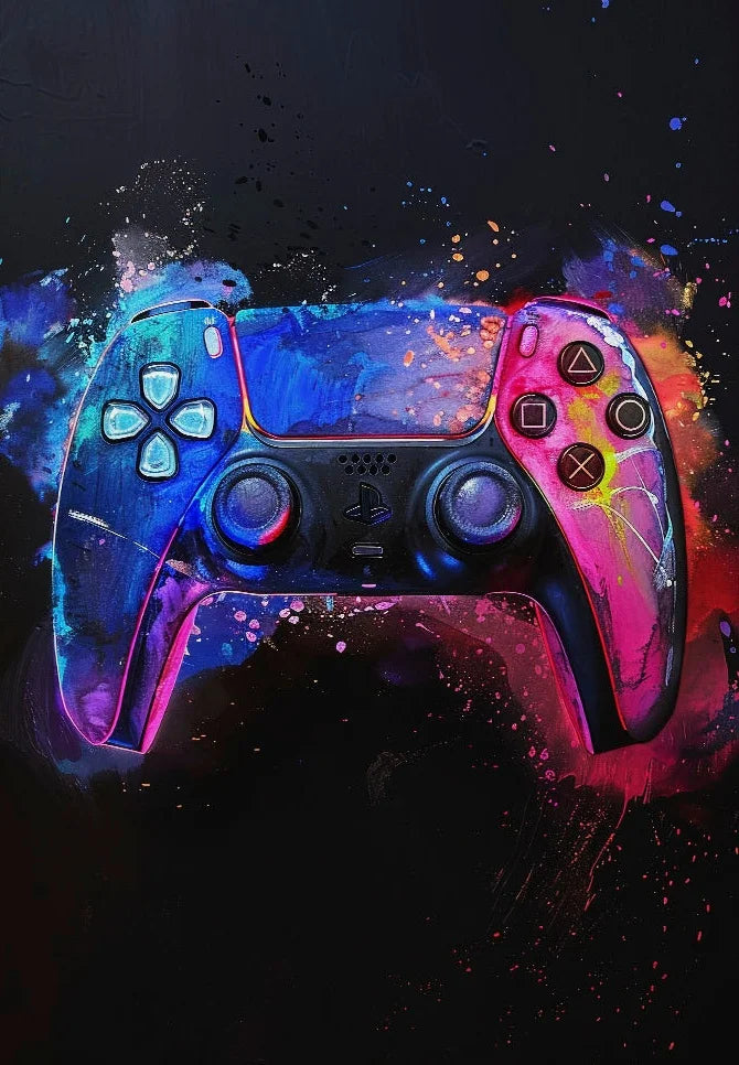 Neon Watercolor Gaming Wall Art