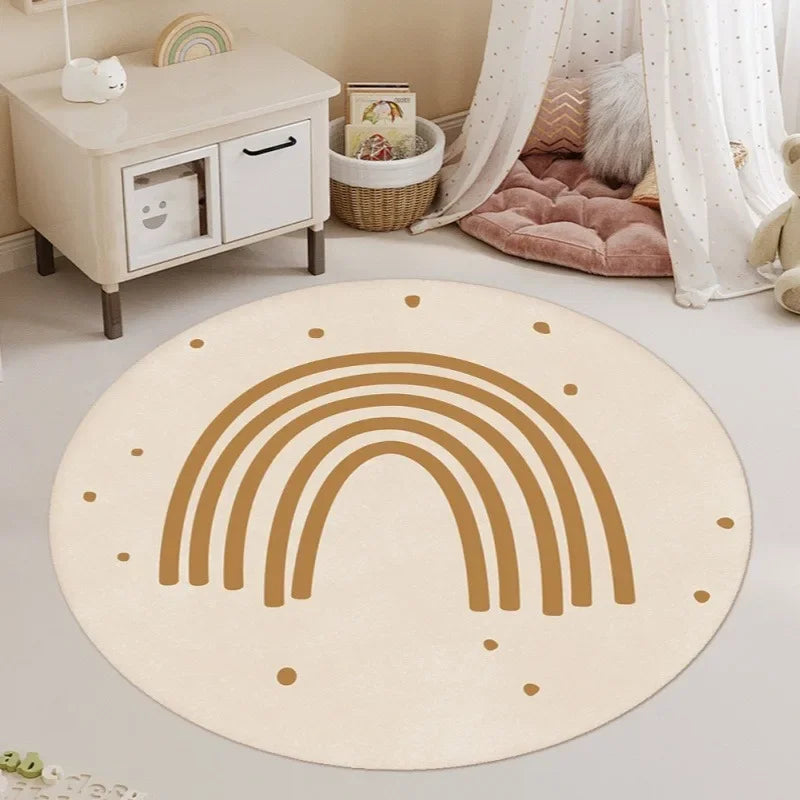 "Soft White Fluffy Round Rug" - The Charming Comfort