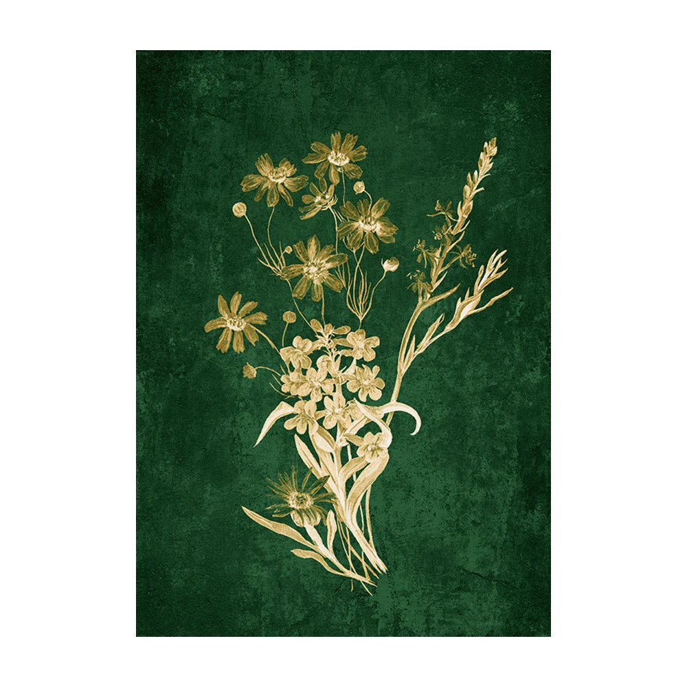 Boho Emerald Green Flower Art