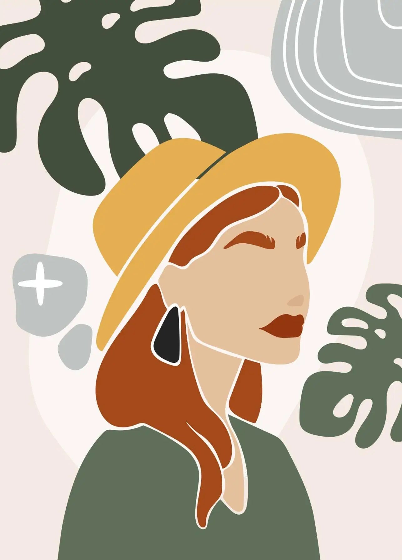 "Boho Minimalist Black Woman Art"
