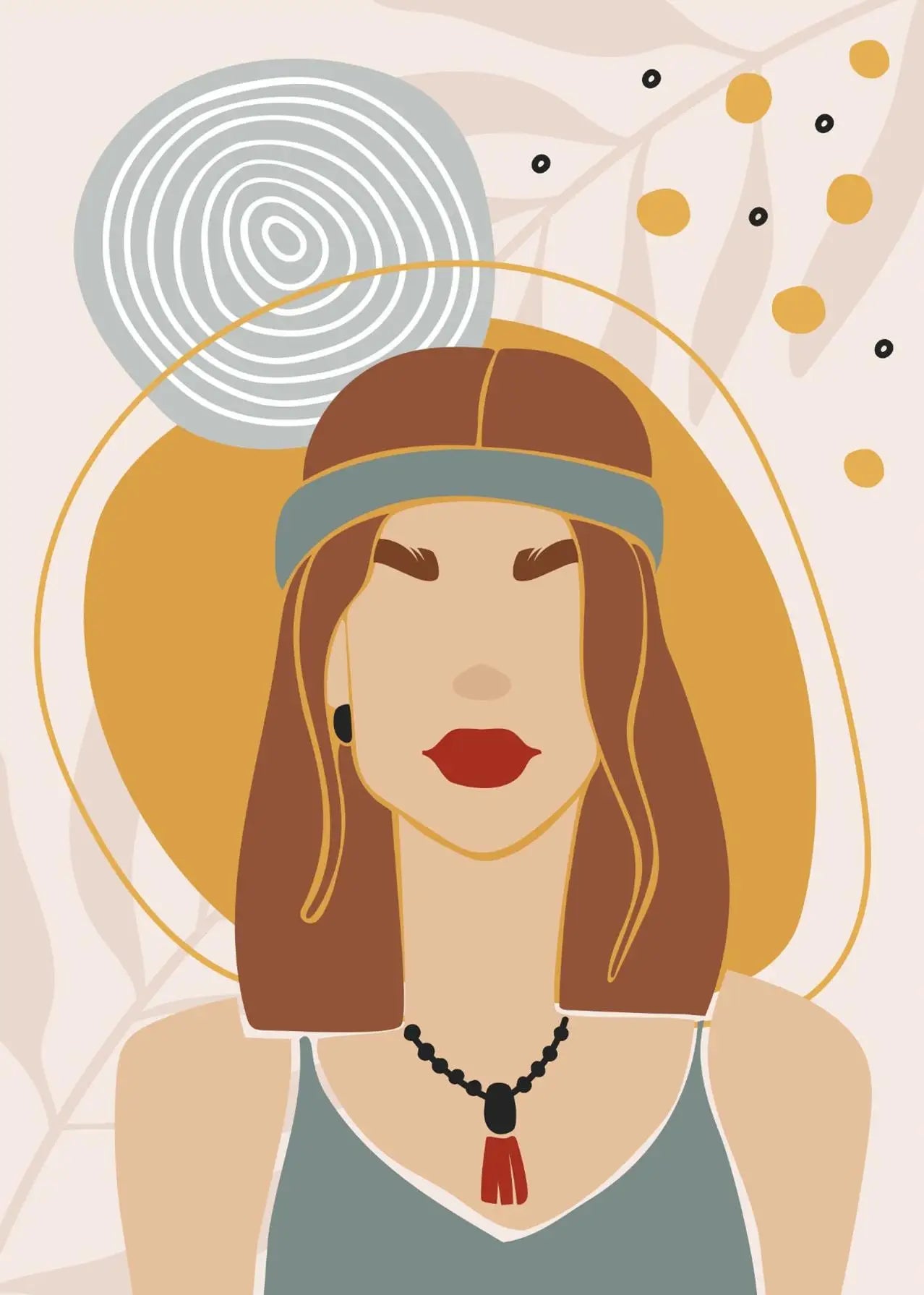 "Boho Minimalist Black Woman Art"