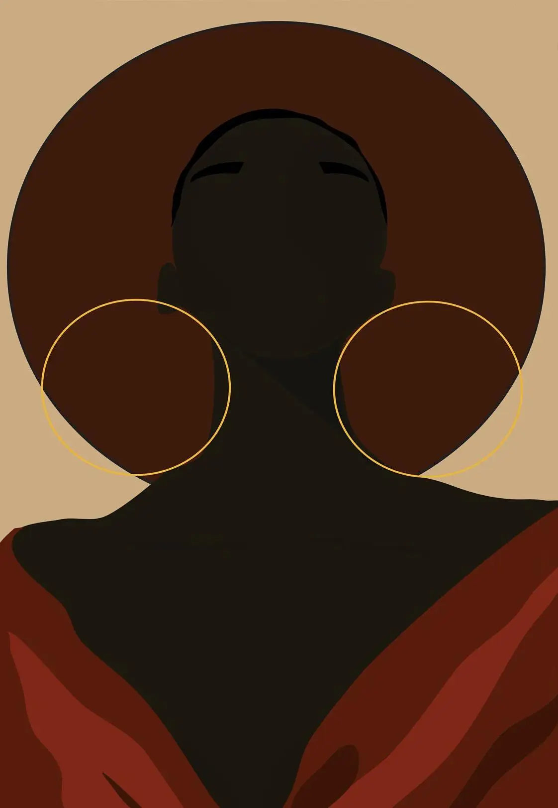 "Boho Minimalist Black Woman Art"
