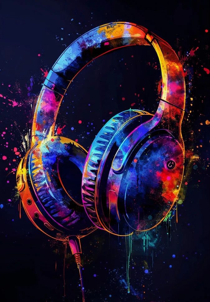 Neon Watercolor Gaming Wall Art