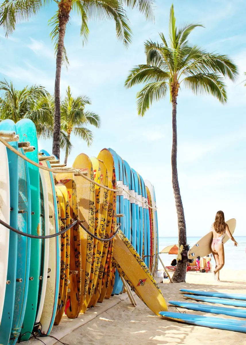 "Summer Beach Surfing Canvas Art"