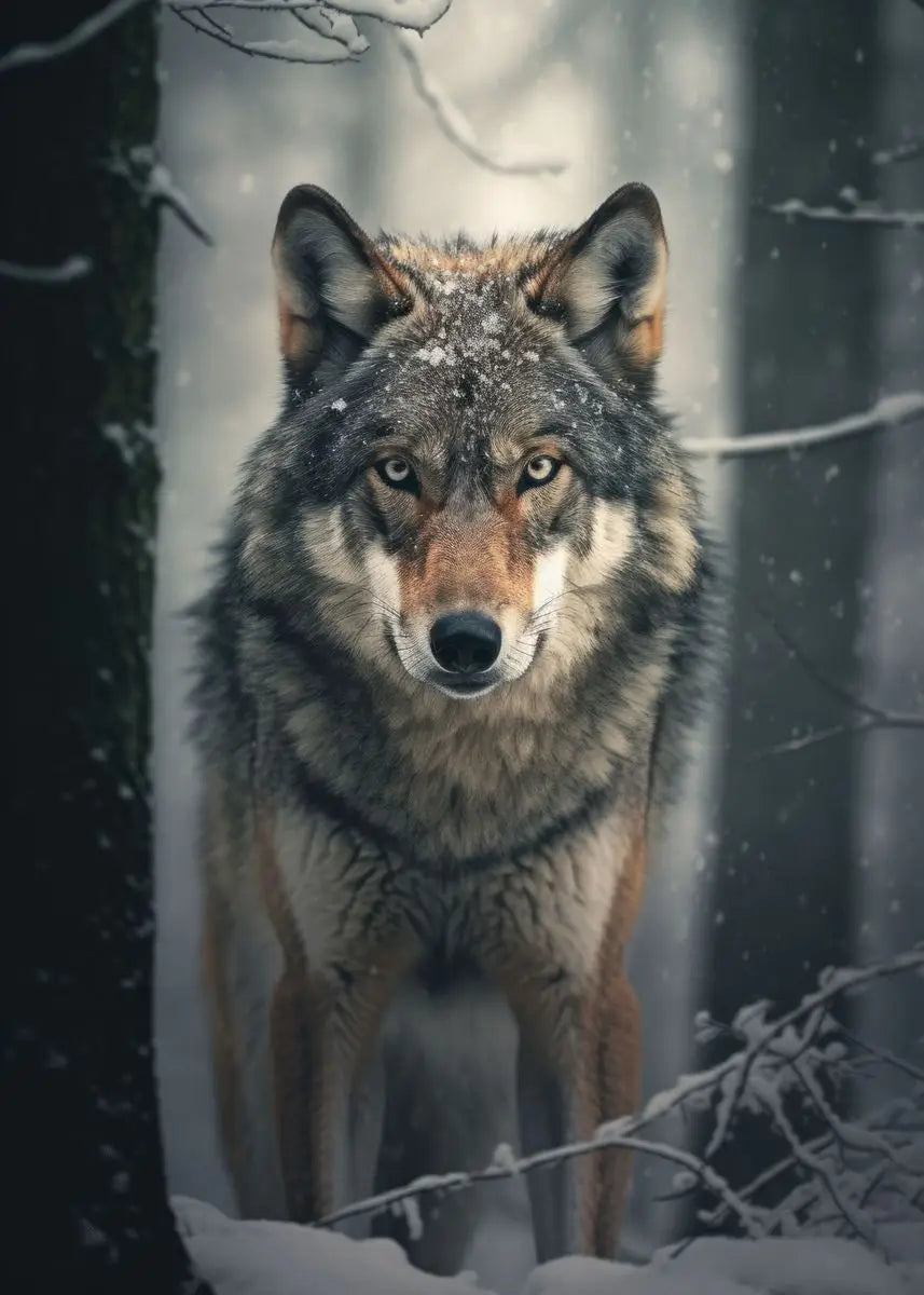 "Stunning Black Wolf Canvas Art"