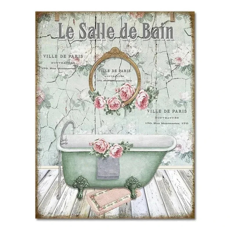 Vintage French Bathtub Wall Art