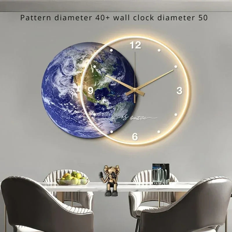 "Luxury Moon Earth LED Wall Clock" - The Charming Comfort